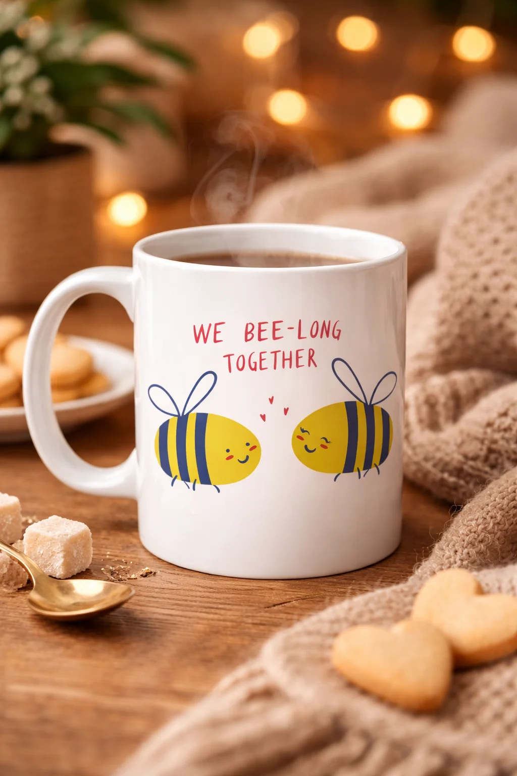 Northcity We Bee-Long Together Arı Tasarımı Porselen Kupa - Sevgi