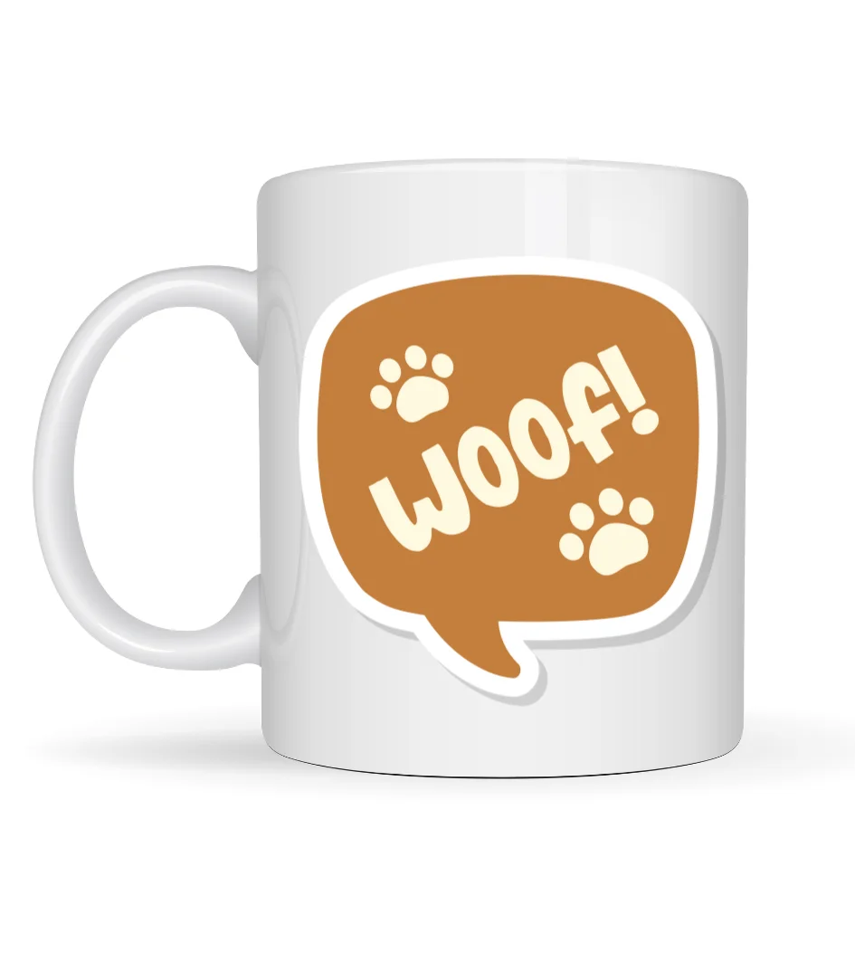 Woof! Köpek Temalı Porselen Kupa - Sevimli Patili Tasarım, Kahve & Çay İçimi