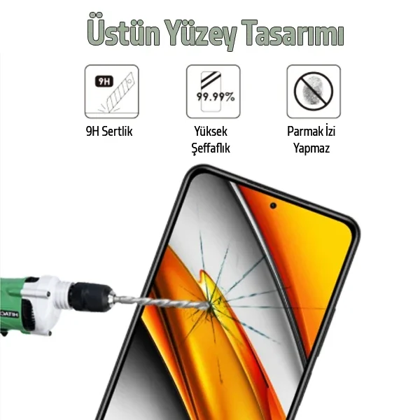 Xiaomi Poco F3 Full Glue Full Kaplama Temper Cam Ekran Koruyucu - Kırılmaz Çerçeveli Film