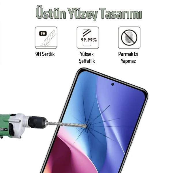 Xiaomi Redmi K40/K40 Pro Full Glue Tam Kaplama Ekran Koruyucu - Çerçeveli Dayanıklı Cam