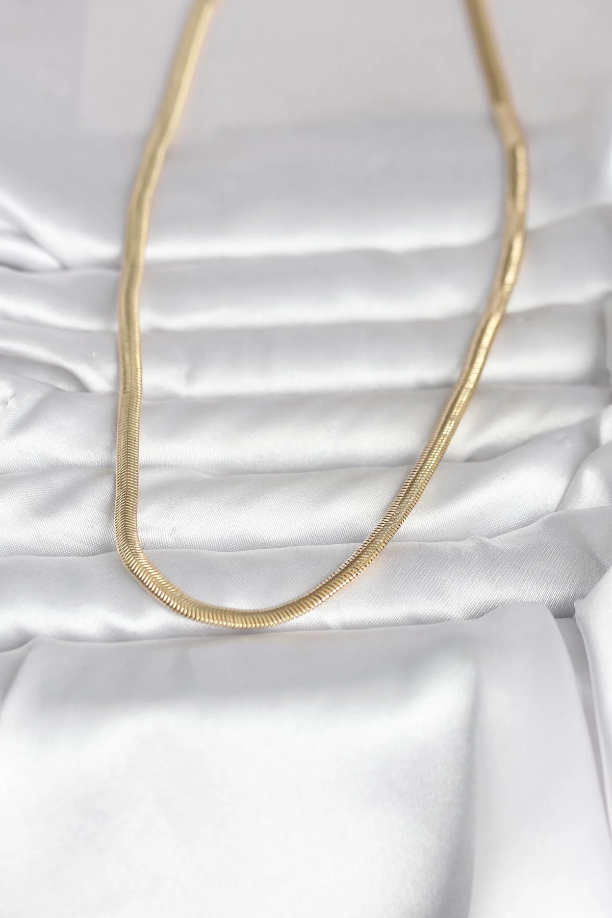 Yassı Yılan Zincir Kolye 45 cm 1. Sınıf 14K Altın Kaplama