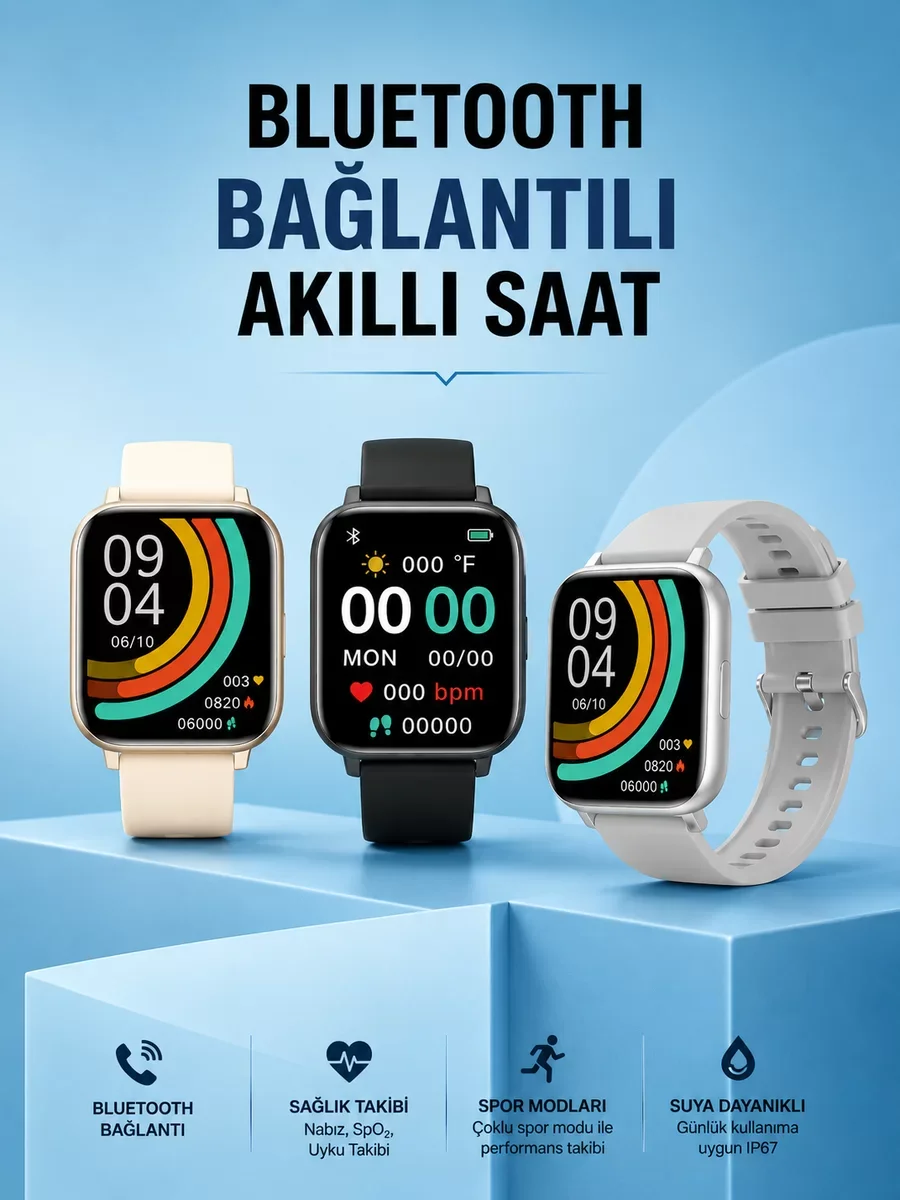 Yeni Nesil Titreşimli Akıllı Saat 400mAh Batarya Kapasiteli - Sağlık Takibi