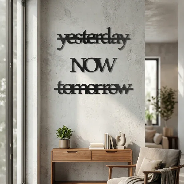 Northcity Yesterday Now Tomorrow Duvar Yazısı MDF Lazer Kesim - M
