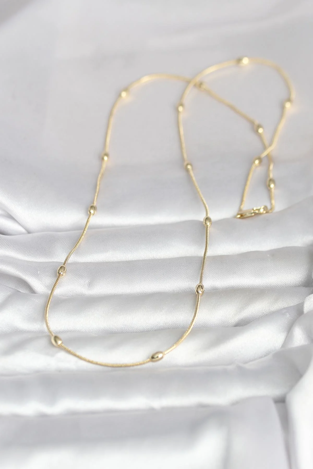 Northcity Yılan Zincirli Damla Topçuk Kolye - 60 cm 14K Gold Kaplama