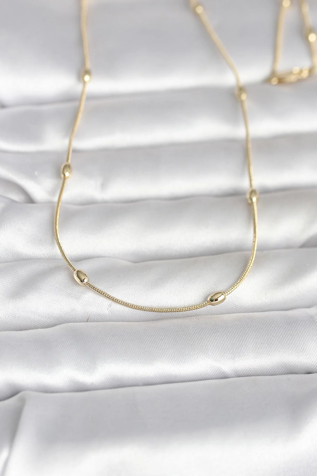 Northcity Yılan Zincirli Damla Topçuk Kolye - 60 cm 14K Gold Kaplama
