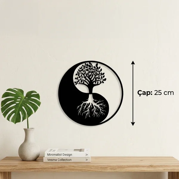 Northcity Yin Yang ve Hayat Ağacı Duvar Tablosu - MDF Lazer Kesim