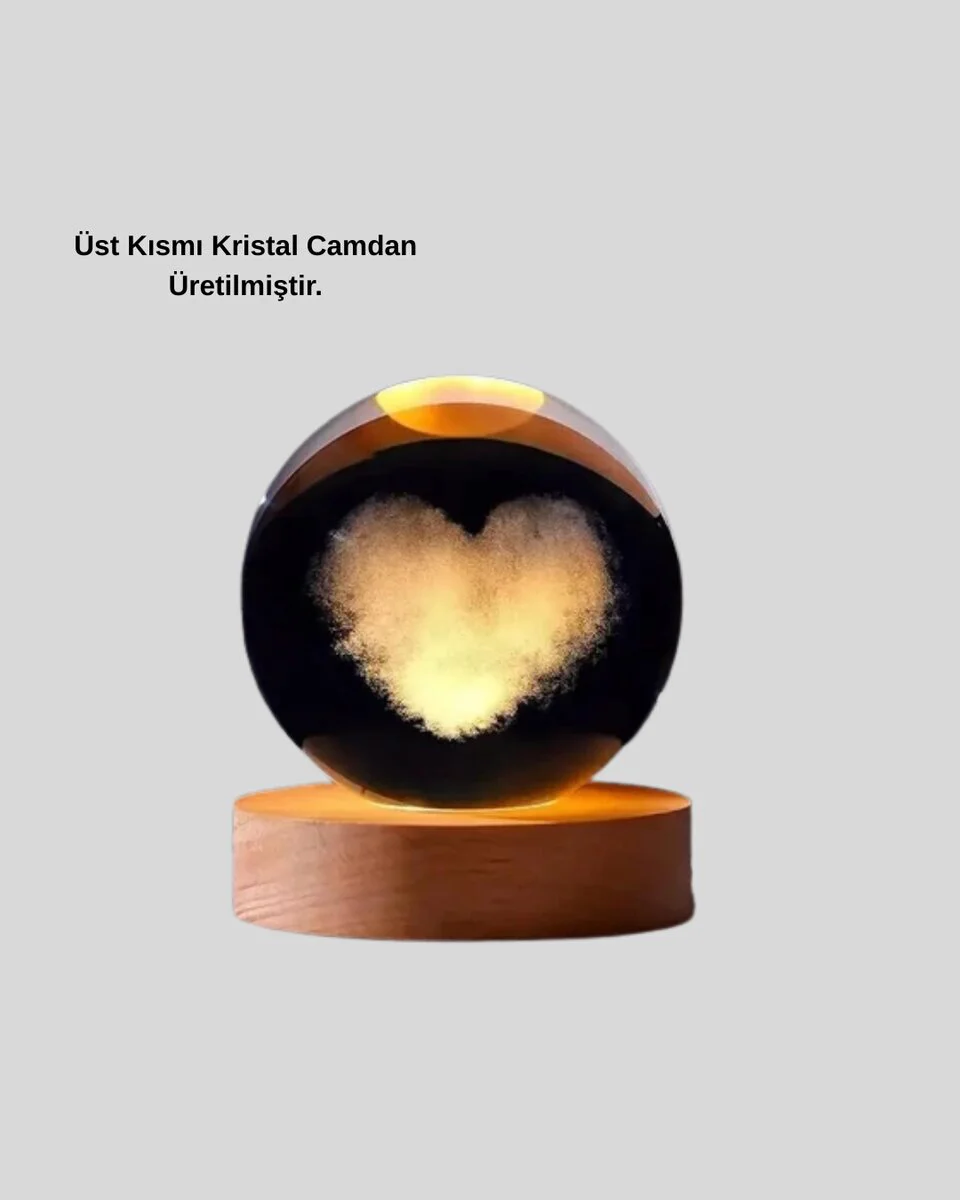 Yonca Görünümlü Işıklı Kristal Cam Küre USB Masa Gece Lambası - Sıcak Parıltı ve Modern Tasarım