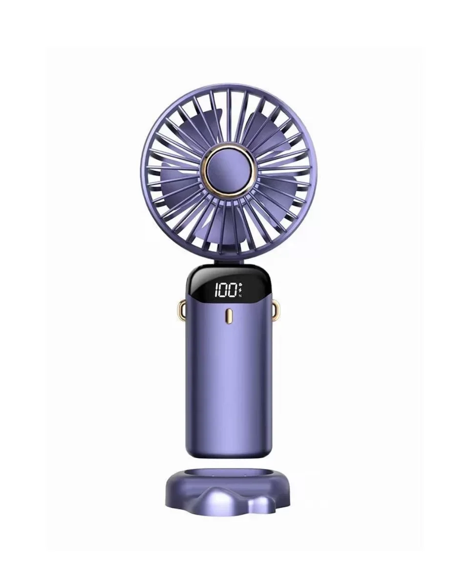 Yüksek Hava Akışlı Dijital Ekranlı Mini El Fanı - 5 Modlu USB Şarjlı