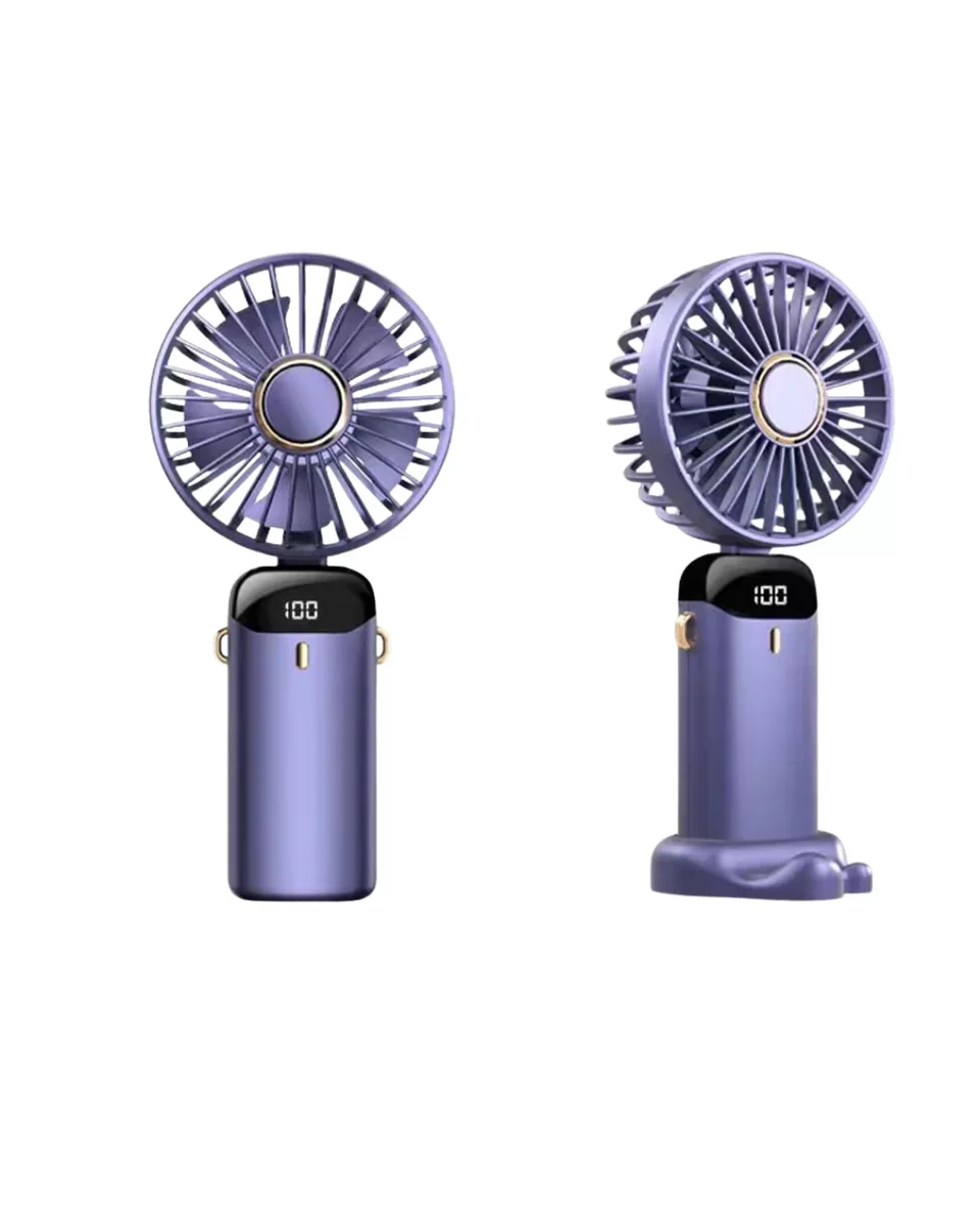 Yüksek Hava Akışlı Dijital Ekranlı Mini El Fanı - 5 Modlu USB Şarjlı