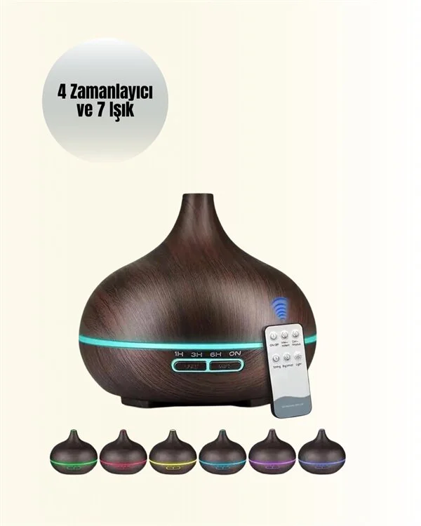 Zamanlayıcılı Aromaterapi Nemlendirici Difüzör - 550ml Ultrasonik Sessiz Çalışma