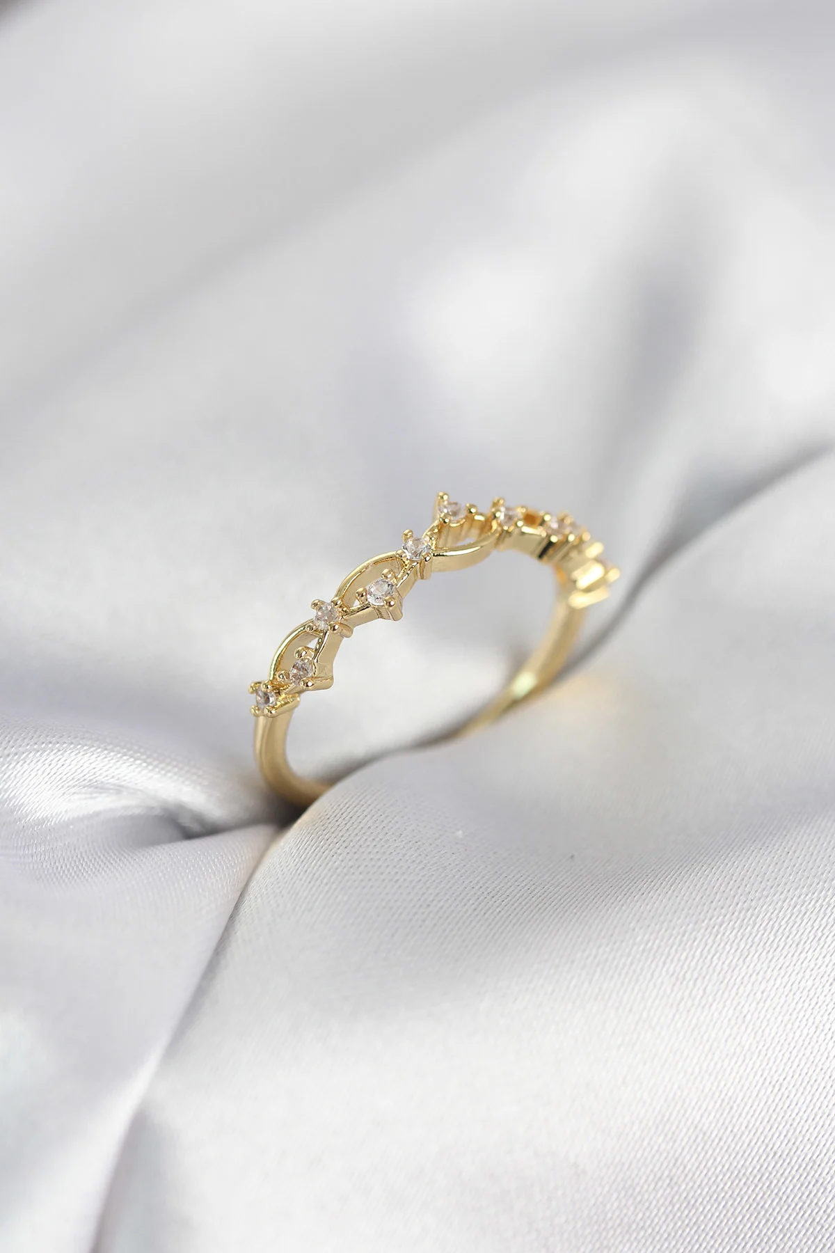 Northcity Zirkon Taşlı Pirinç Gold Renk Kadın Yüzük - Ayarlanabil