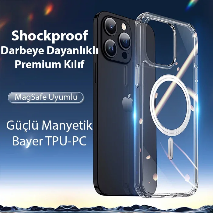 Northcy iPhone 15 Pro Magsafe Manyetik Silikon Kılıf - Sararmaz Şeffaf Kılıf & Hızlı Kablosuz Şarj