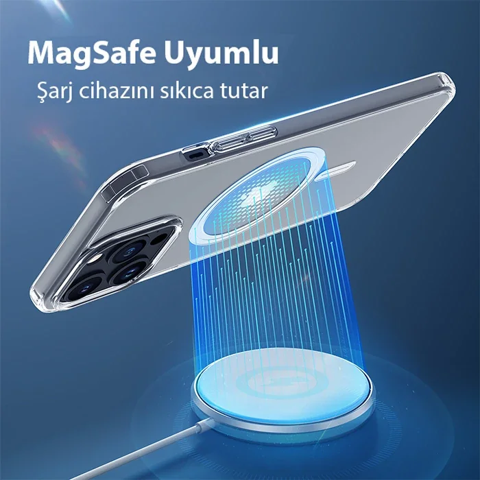 Northcy iPhone 15 Pro Magsafe Manyetik Silikon Kılıf - Sararmaz Şeffaf Kılıf & Hızlı Kablosuz Şarj