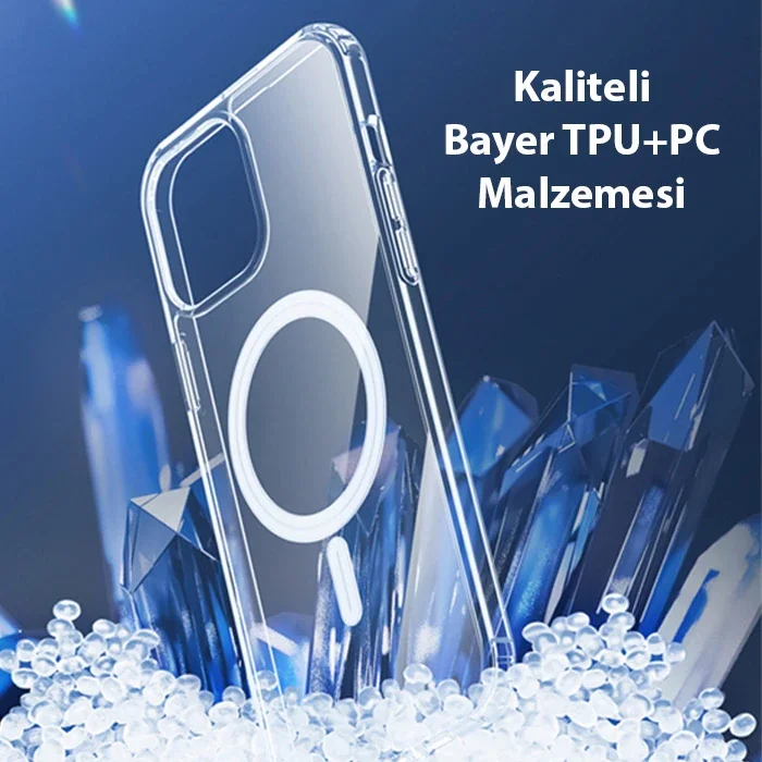 Northcy iPhone 15 Pro Magsafe Manyetik Silikon Kılıf - Sararmaz Şeffaf Kılıf & Hızlı Kablosuz Şarj