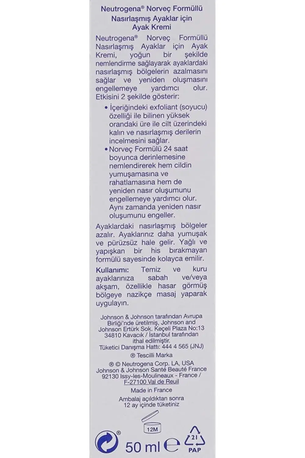 Norveç Formülü Nasırlaşmış Ayaklar Için Ayak Kremi 50ml