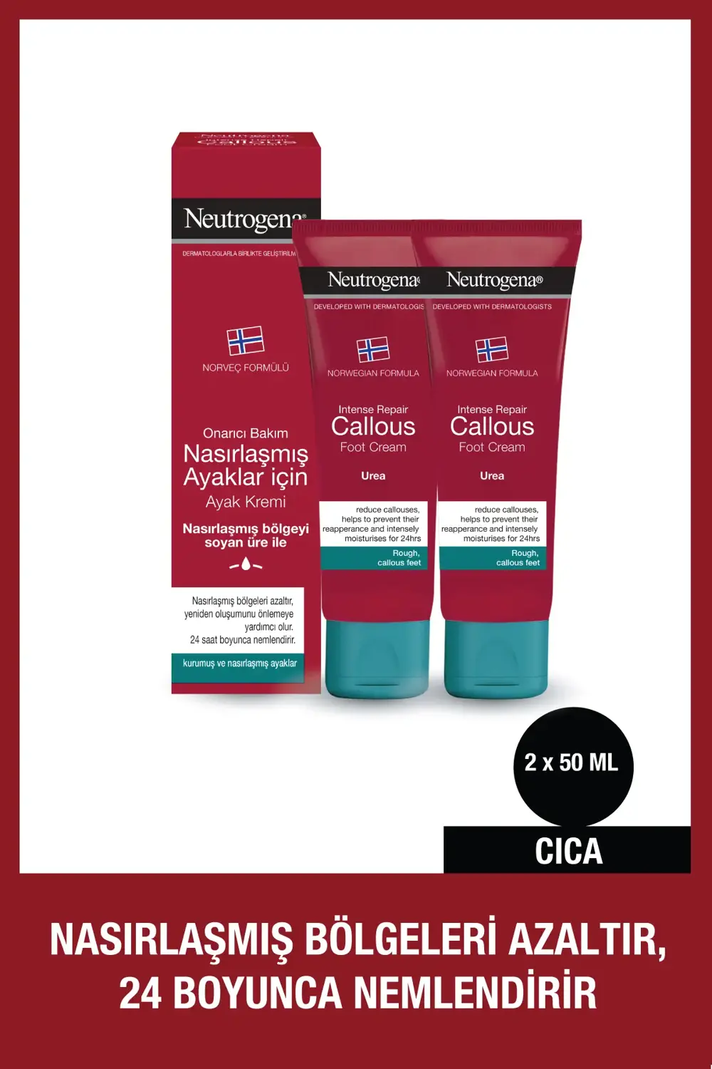 Norveç Formülü Nasırlaşmış Ayaklar İçin Ayak Kremi 50 ml x2