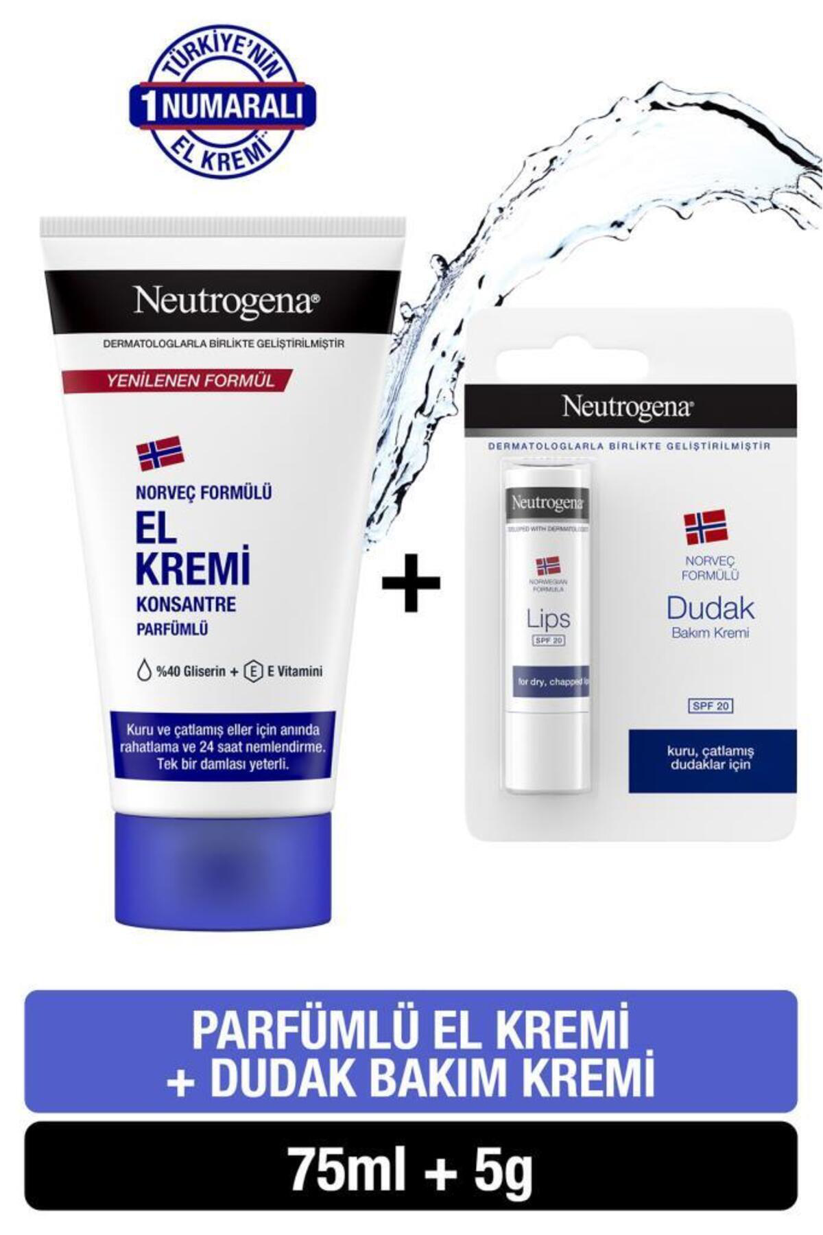 Norveç Formülü Parfümlü El Kremi 75 ml + SPF20 Dudak Bakım Kremi 