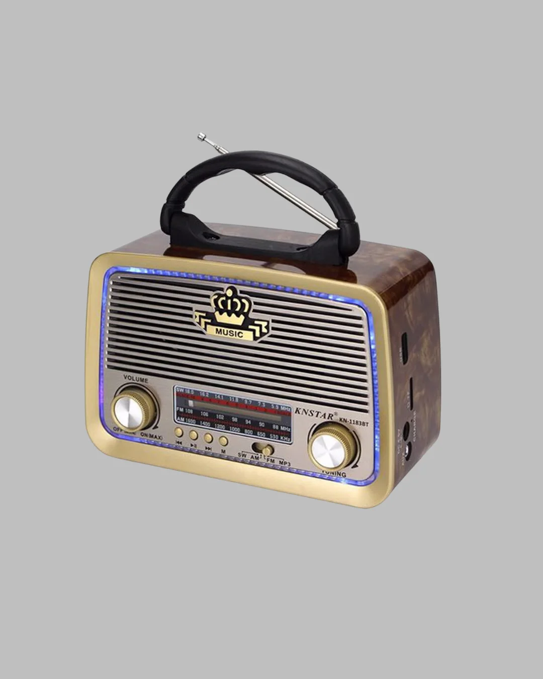 Nostalji Bluetooth Radyo FM AM SW Ahşap Eskitme Tasarım Yeni Nesil - Görsel 5