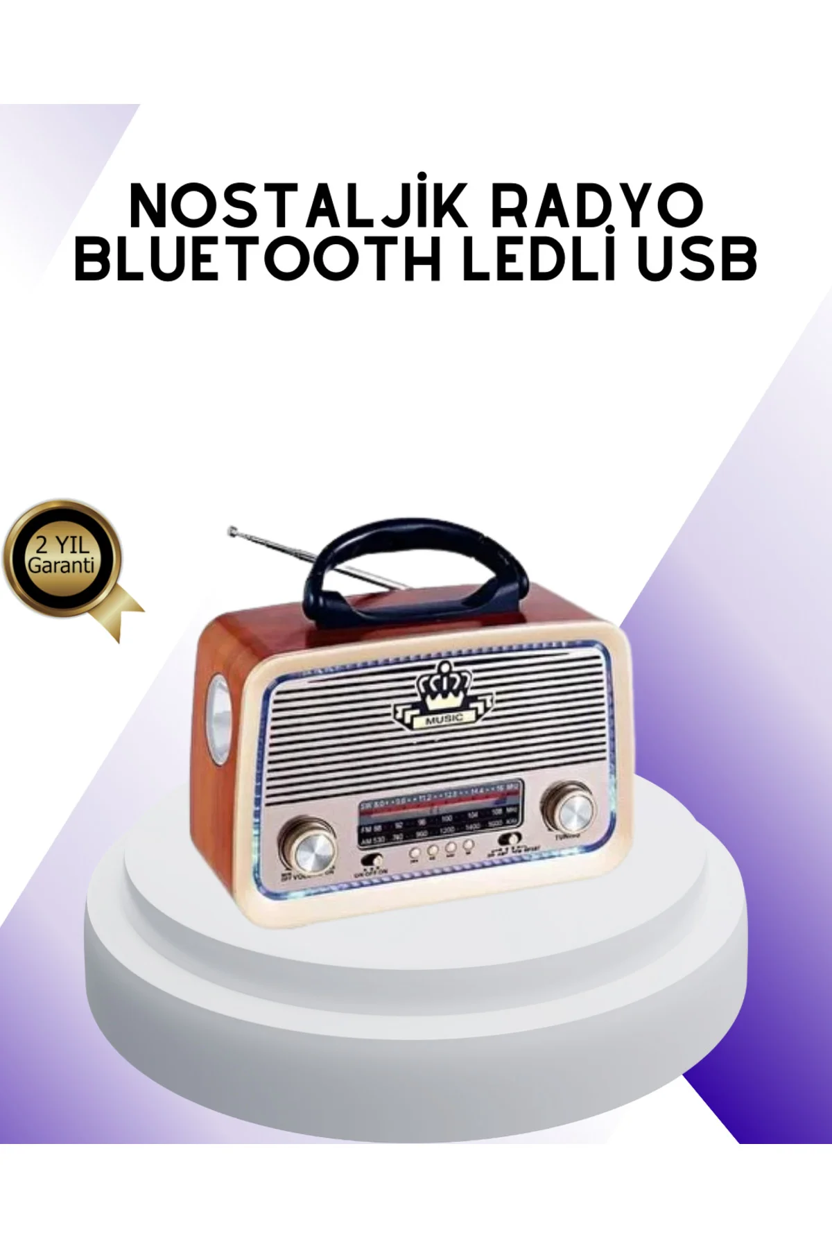 Nostalji Bluetooth Radyo Fm Am Sw Ahşap Eskitme Tasarım