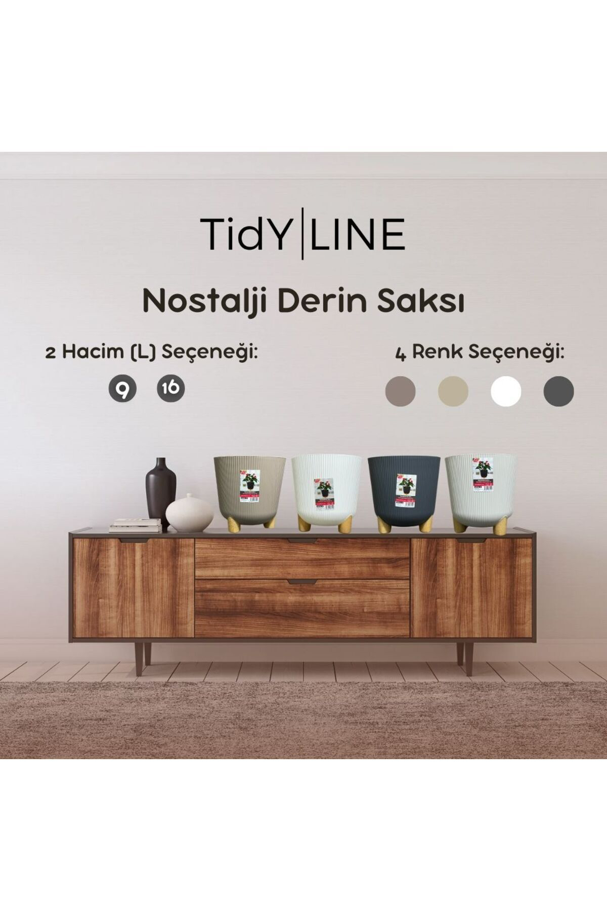 Tidy Home Nostalji Derin Saksı: 26 Cm (9 Litre)