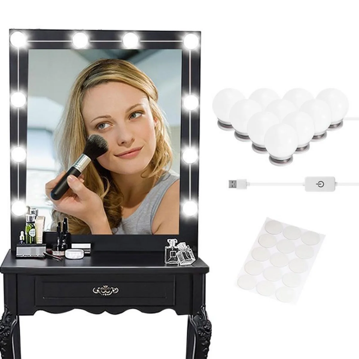 Nostalji Hollywood Tarzı 10'lu Makyaj Masası Aynası Beyaz Led Işıklı Lamba Usb Bx40 Fiyatı, Yorumları ve Özellikleri