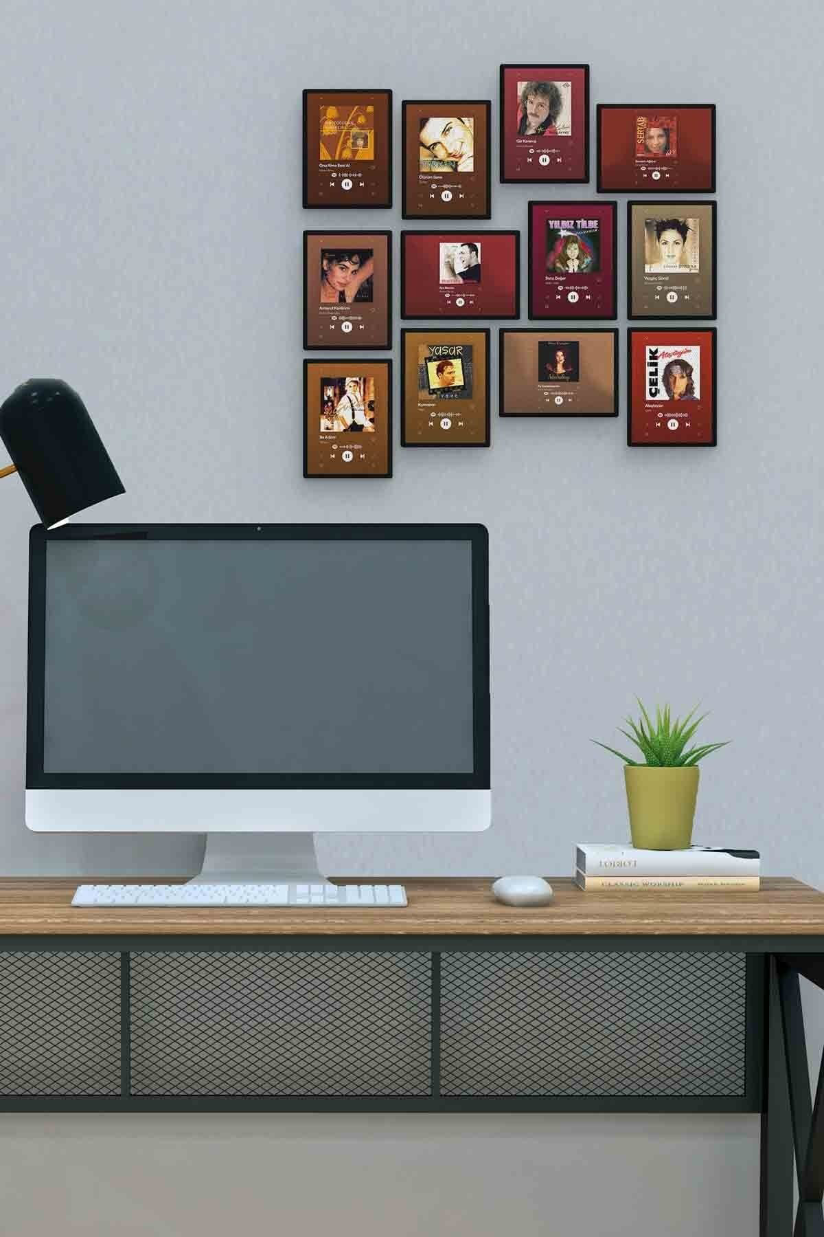 Nostalji Pop 12 Parça Mdf (ahşap) Tablo Ofis Boyu 