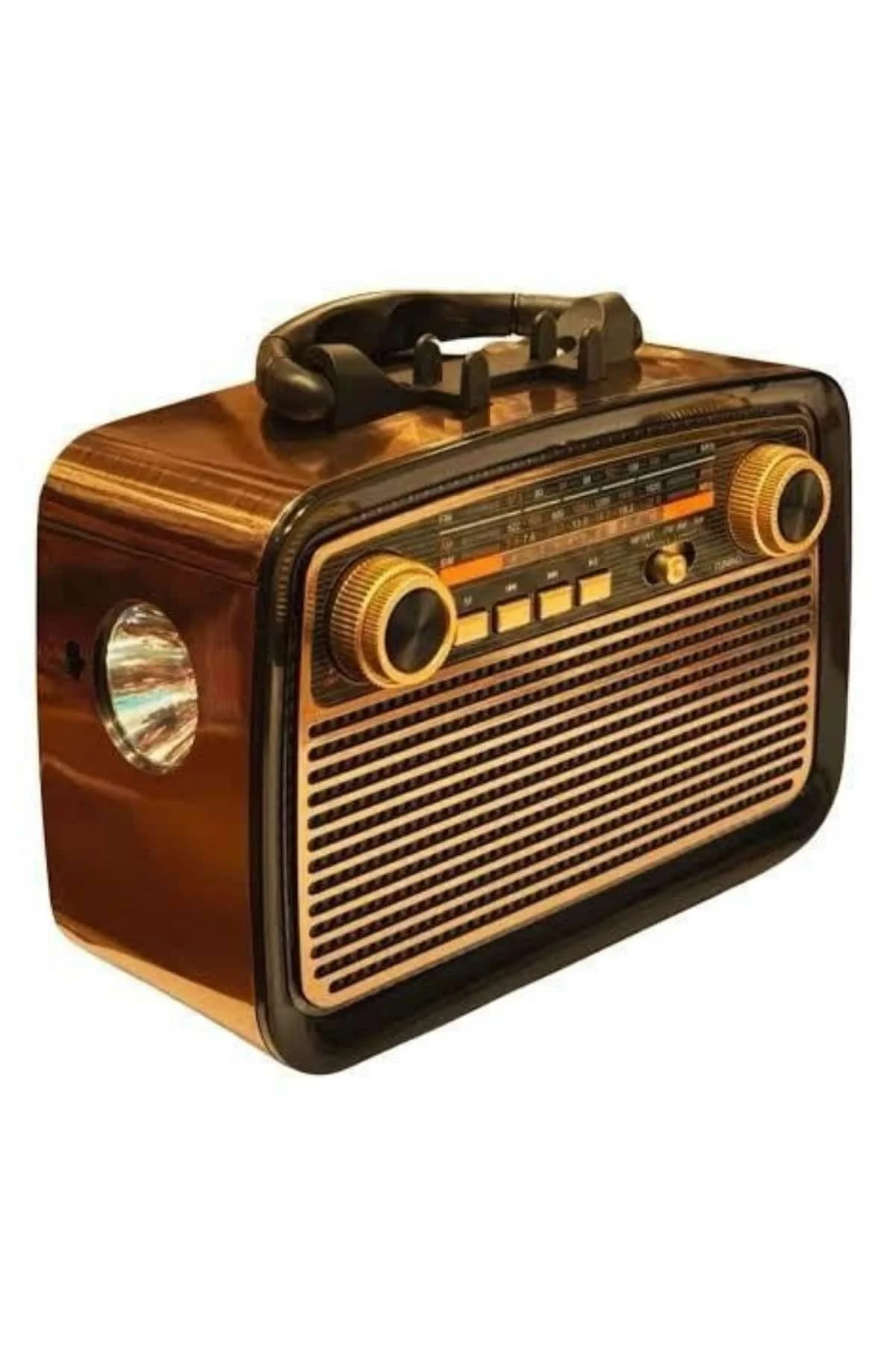 Nostalji Radyo Bluetooth Hoparlör Usb-Sd Kart Giriş Led Fener Işıklı Bataryalı Pilli Yeni Nesil - Görsel 5