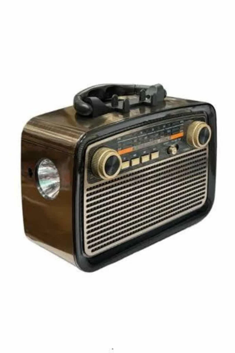 Nostalji Radyo Bluetooth Hoparlör - USB SD Kart Girişli LED Fenerli Kablosuz Hoparlör