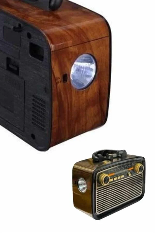 Nostaljik Ahşap Radyo Hoparlör | USB/SD Kart Girişli Taşınabilir