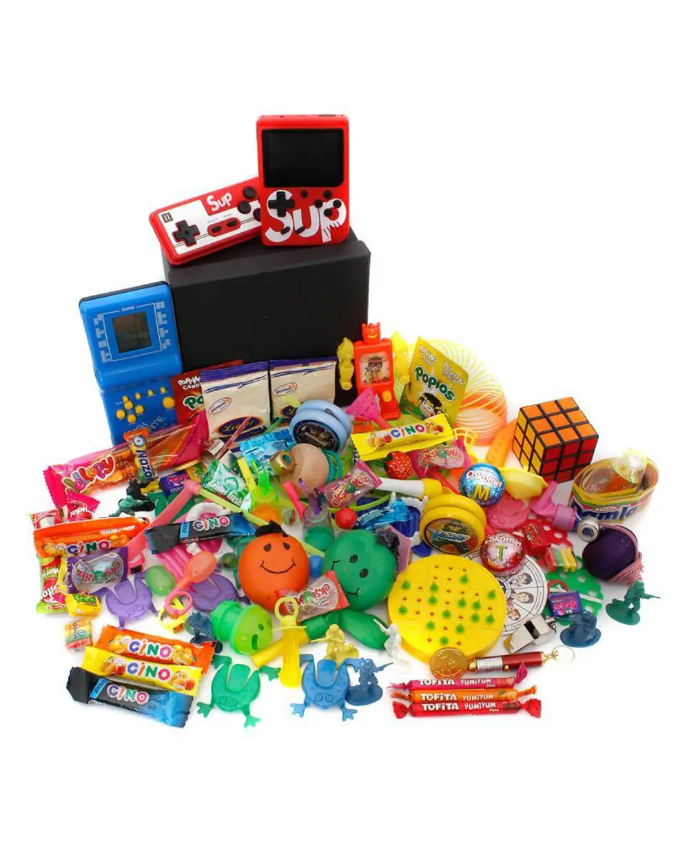 Nostaljik Bakkal Özel Gıda Ve Oyuncak Kutusu , Mavi Tetris Ve Ata