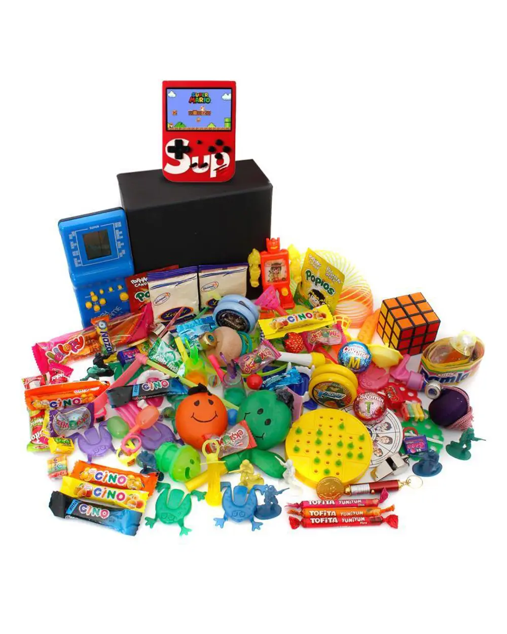 Nostaljik Bakkal Özel Gıda Ve Oyuncak Kutusu , Mavi Tetris Ve Kır