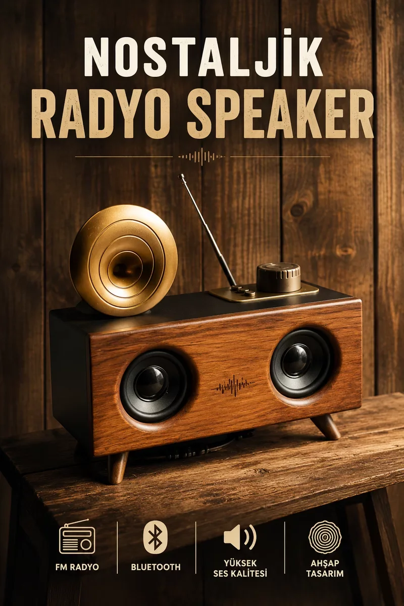 Nostaljik Bluetooth Speaker - Klasik Gramofon Hoparlörü ve 3D Ses Deneyimi