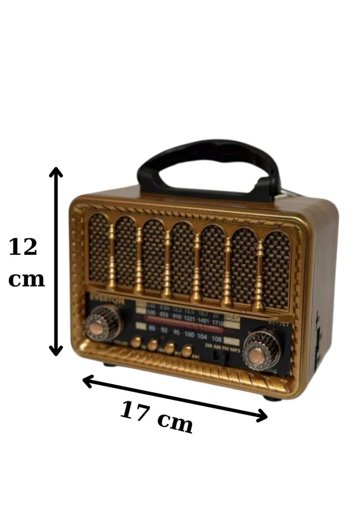 Nostaljik Everton Rt-707 Solarlı Radyo & Mp3 Çalar Usb/tf Kart Destekli, Dekoratif Masaüstü Radyo-Saat