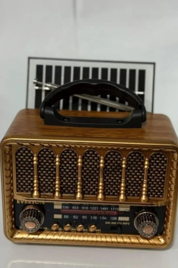 Nostaljik Everton Rt-707 Solarlı Radyo & Mp3 Çalar Usb/tf Kart Destekli, Dekoratif Masaüstü Radyo-Saat