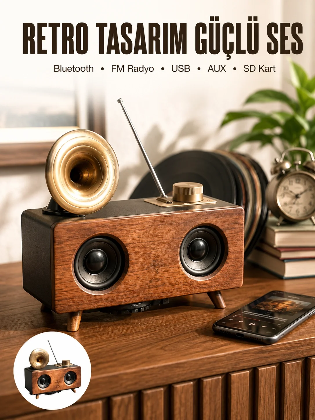 Nostaljik Görünümlü Bluetooth Bağlantılı Speaker Fiyatı, Yorumları ve Özellikleri