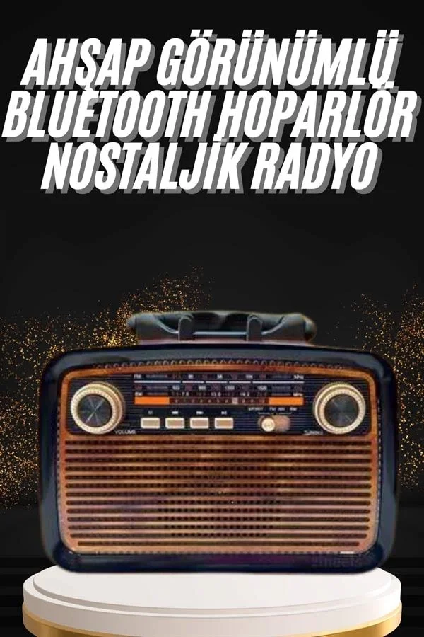 Nostaljik Görünümlü Ahşap Radyo TF SD USB Girişli Led Fener Işıkl