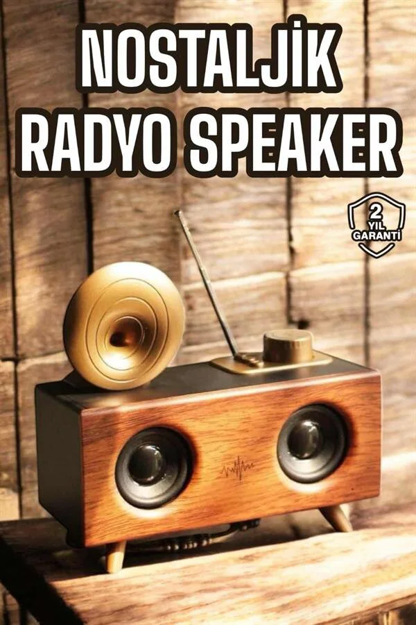 Nostaljik Görünümlü Bluetooth Bağlantılı Speaker - Retro Bluetooth Hoparlör 90dB Stereo