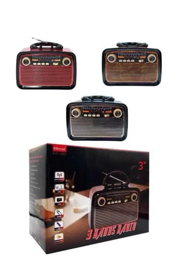 Nostaljik Görünümlü Ahşap Radyo TF SD USB Girişli Led Fener Işıklı - Lisinya