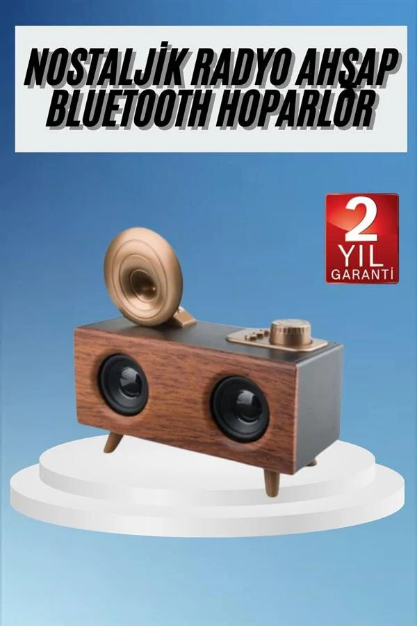 Nostaljik Gramafon Radyo Bluetooth Hoparlör - Retro FM Radyo ve Dekoratif Ses