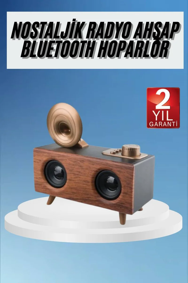 Nostaljik Gramafon Radyo Bluetooth Hoparlör - Retro Tasarım ve FM Radyo Desteği