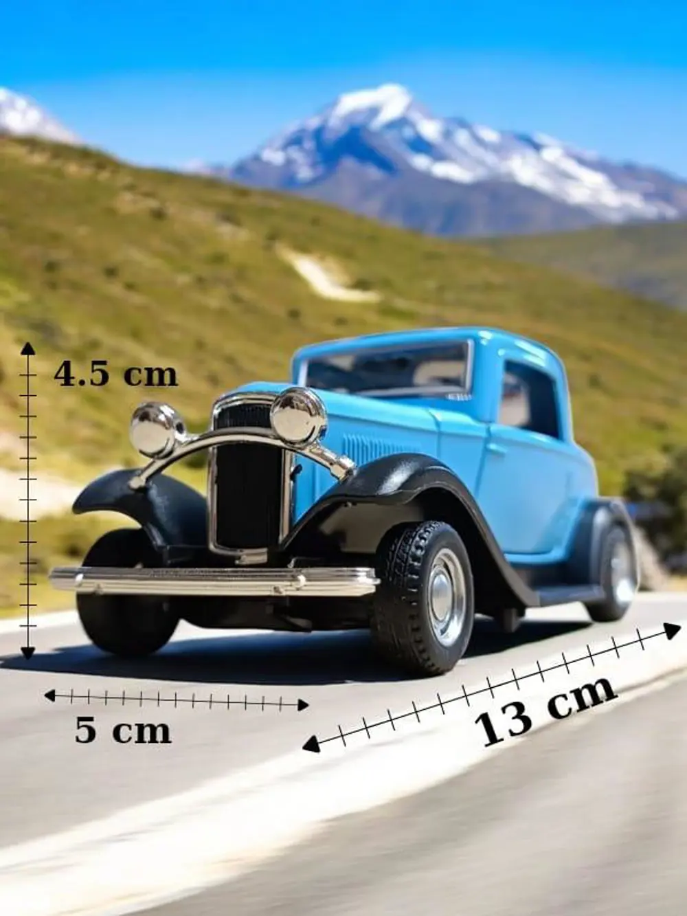 Nostaljik Klasik Metal Çek Bırak Araba Kapılar Açılır Mavi ( 1/36