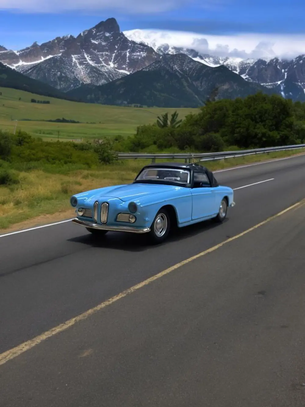 Nostaljik Metal Çek Bırak Araba Mavi Kapılar Açılır ( 1/36 Ölçek 