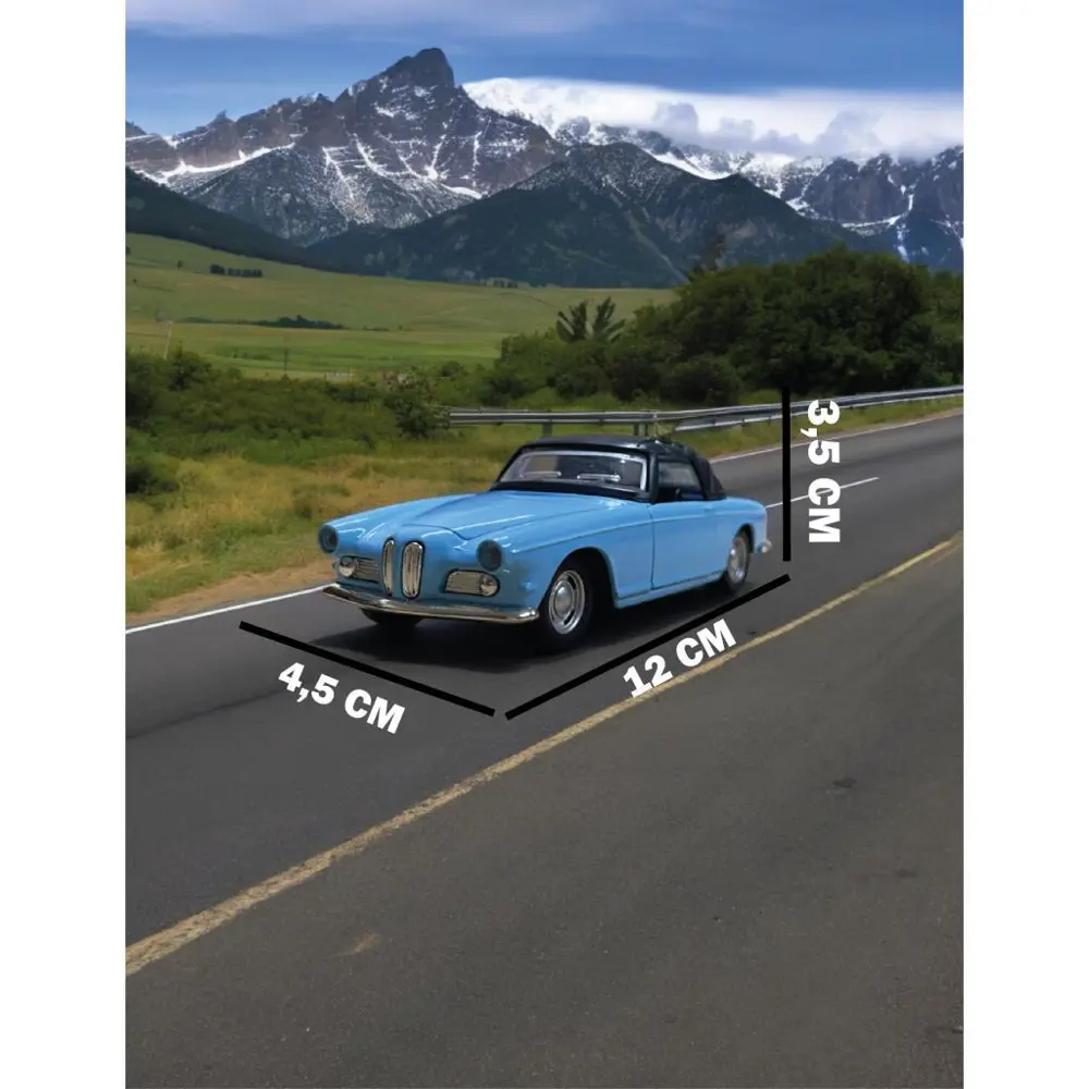 Nostaljik Metal Çek Bırak Araba Mavi Kapılar Açılır ( 1/36 Ölçek 