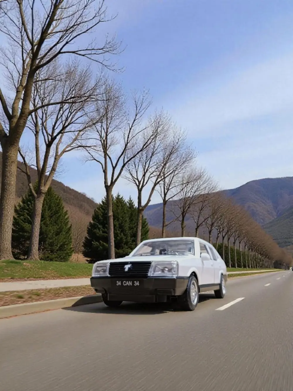 Nostaljik Metal Çek Bırak Beyaz Tofaş Şahin Araba Kapılar Açılır