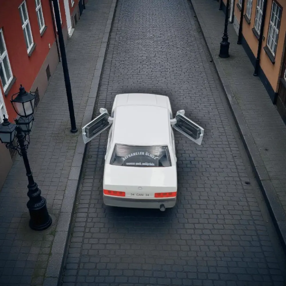 Nostaljik Metal Çek Bırak Beyaz Tofaş Şahin Araba Kapılar Açılır