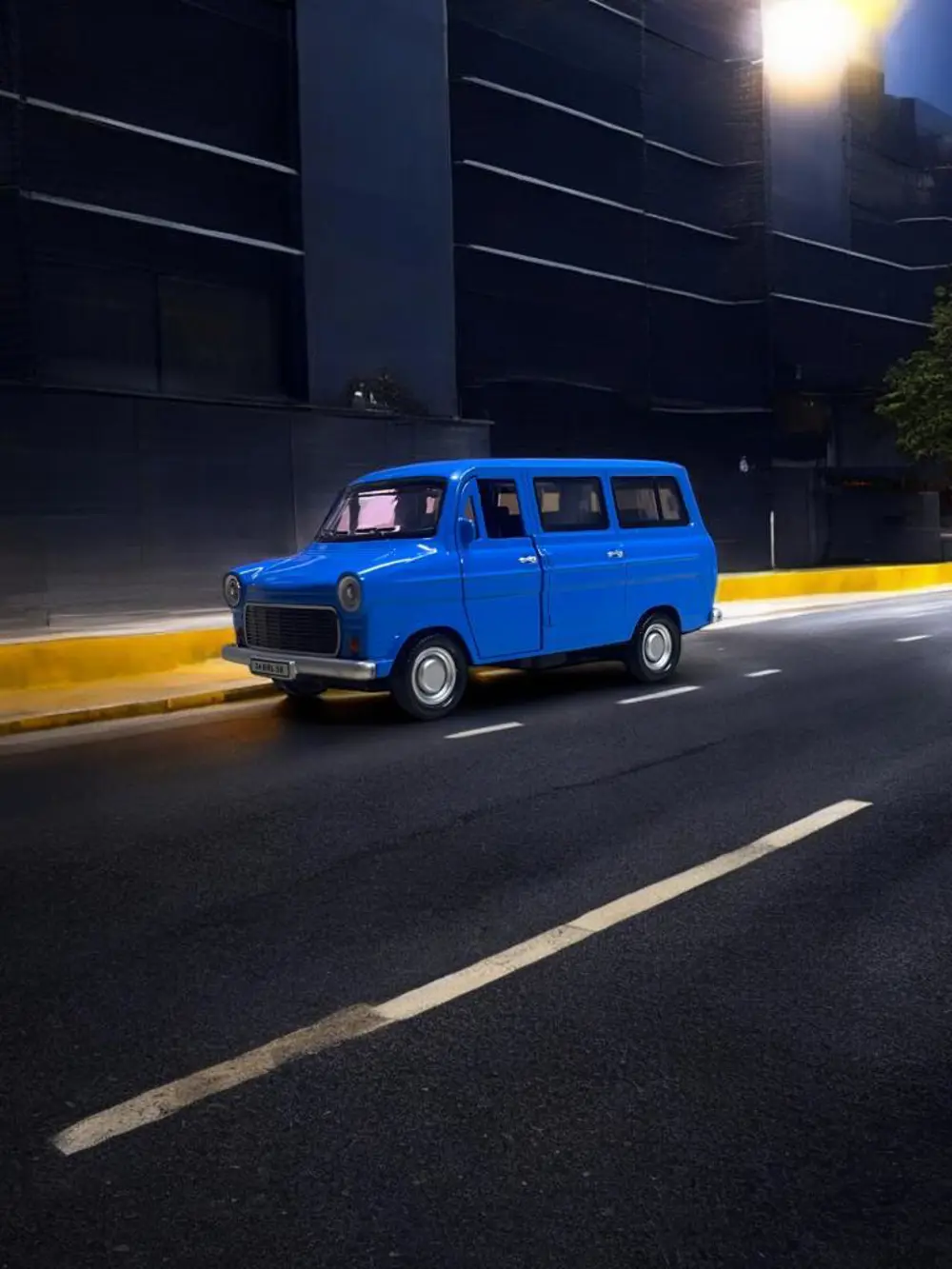 Nostaljik Metal Çek Bırak Ford Sesli ve Işıklı Minibüs Mavi ( 1/3