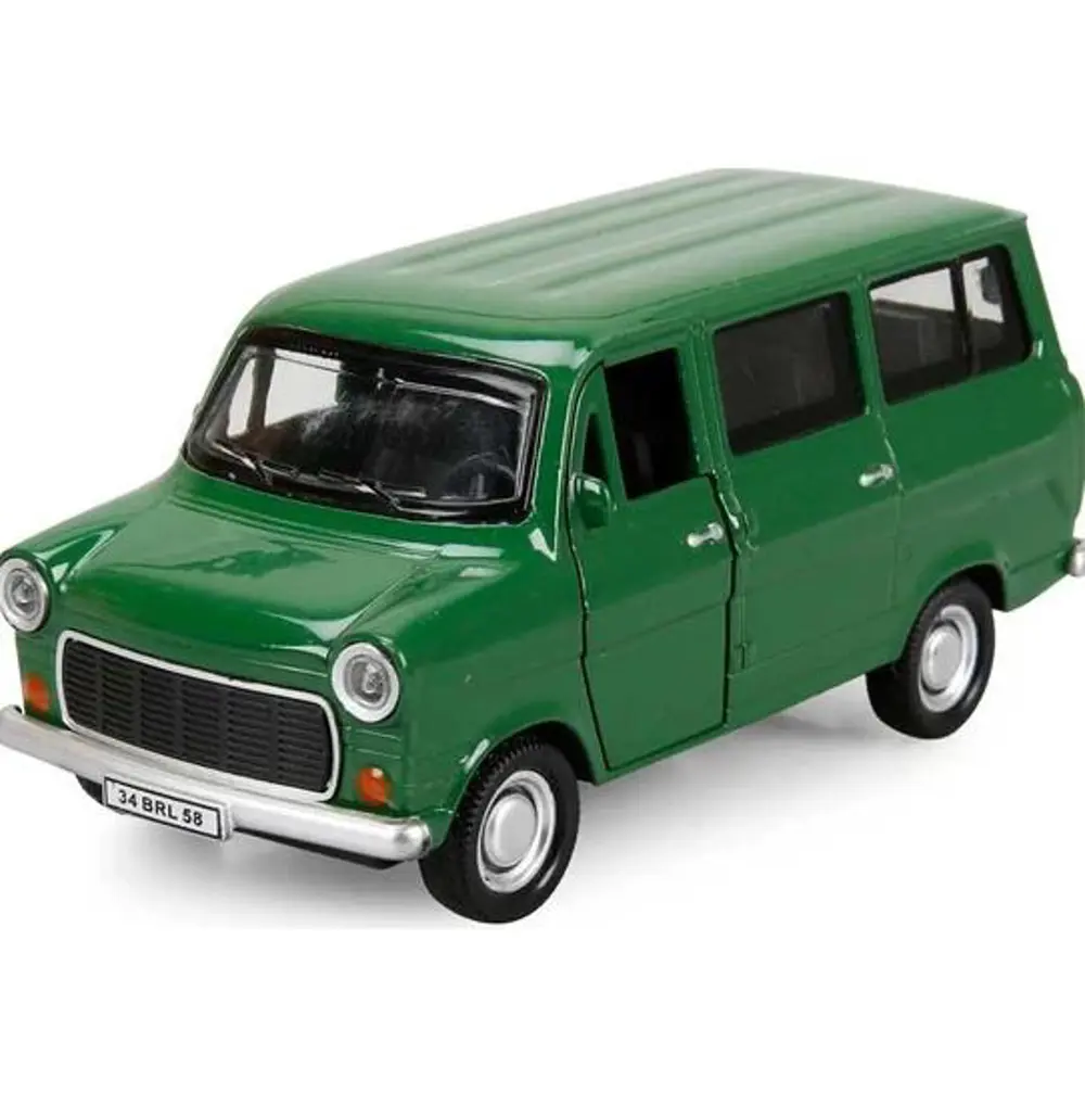 Nostaljik Metal Çek Bırak Ford Sesli ve Işıklı Minibüs Yeşil ( 1/