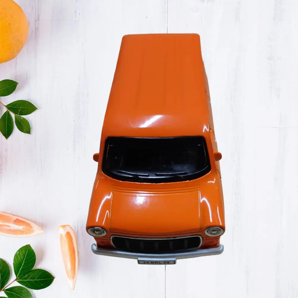 Nostaljik Metal Çek Bırak Ford Sesli ve Işıklı Minibüs Turuncu ( 