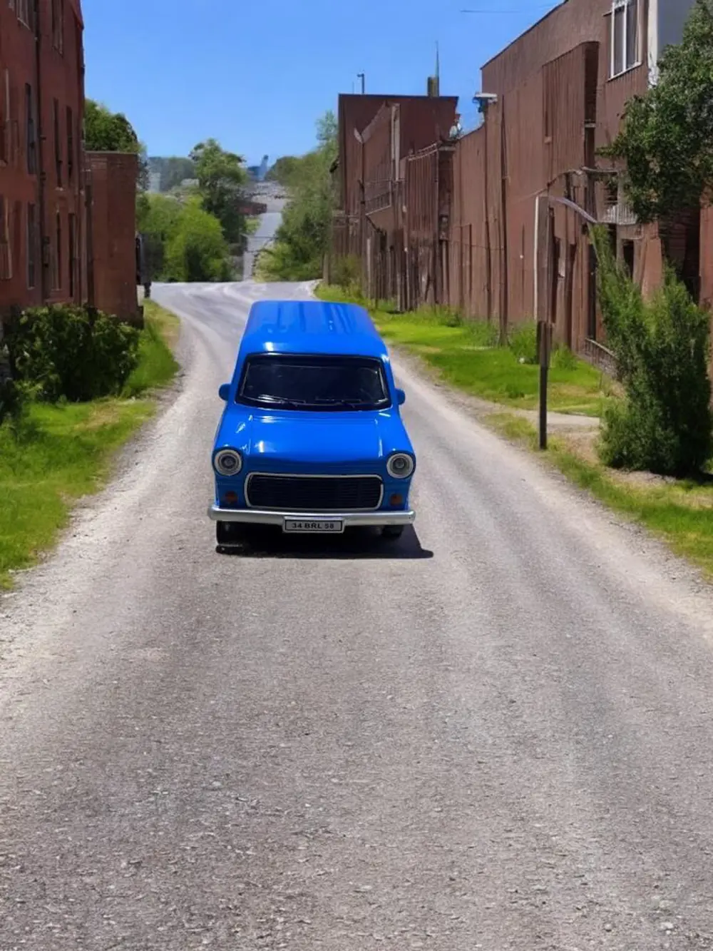 Nostaljik Metal Çek Bırak Ford Sesli ve Işıklı Minibüs Mavi ( 1/3