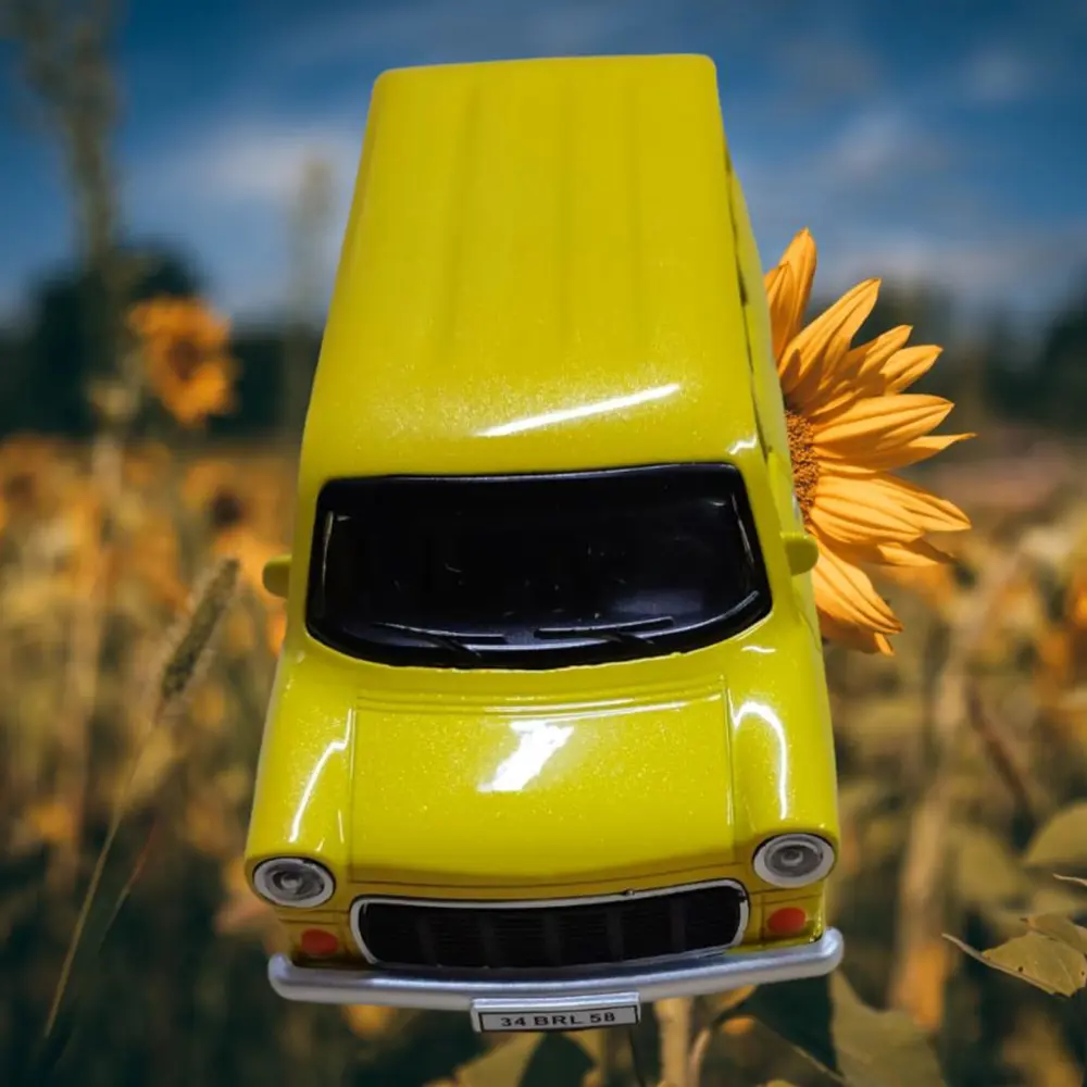 Nostaljik Metal Çek Bırak Ford Sesli ve Işıklı Minibüs Sarı ( 1/3